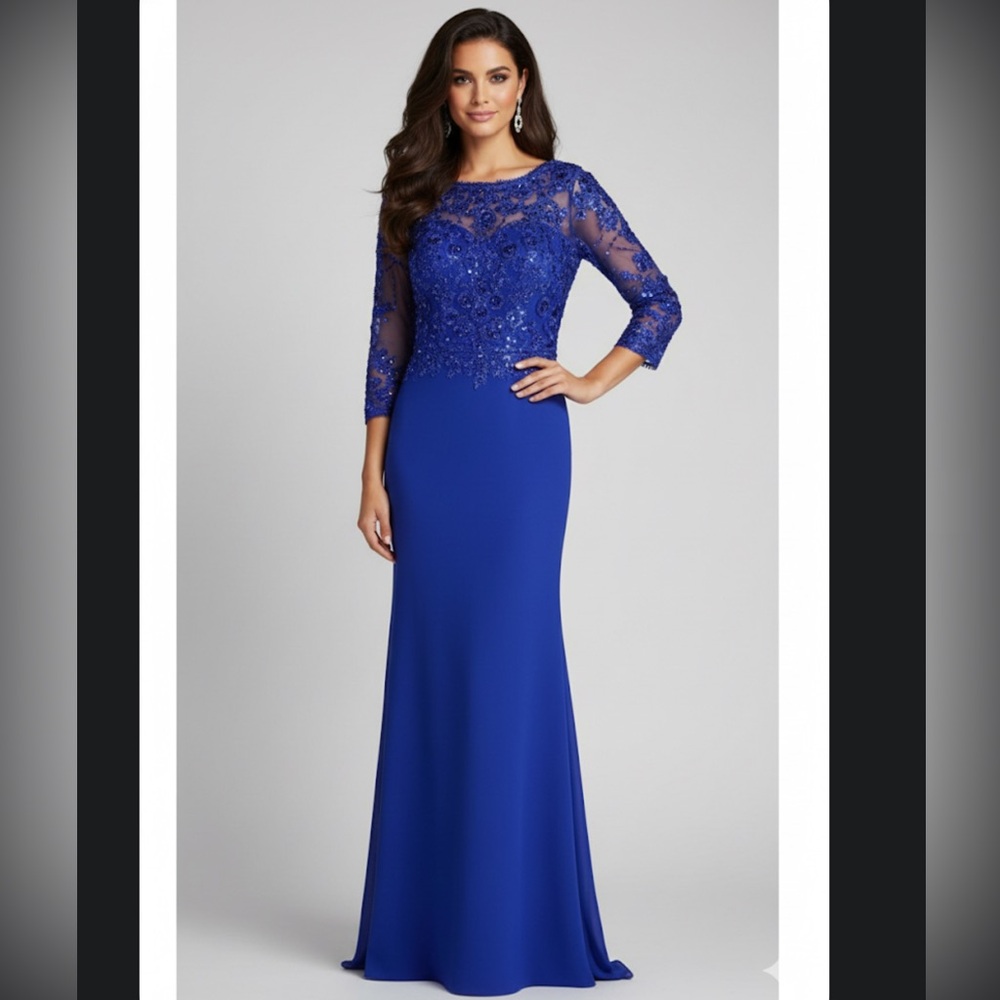 HEBEOS EMBELLISHED ROYAL BLUE PROM PARTY GOWN S
